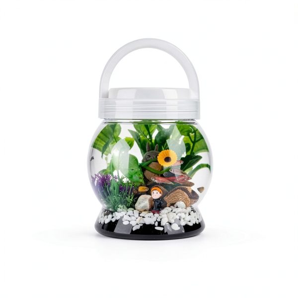 LA KEN DU Portable Betta Tank 0.5 Gallon Aquarium with Remote Light-5