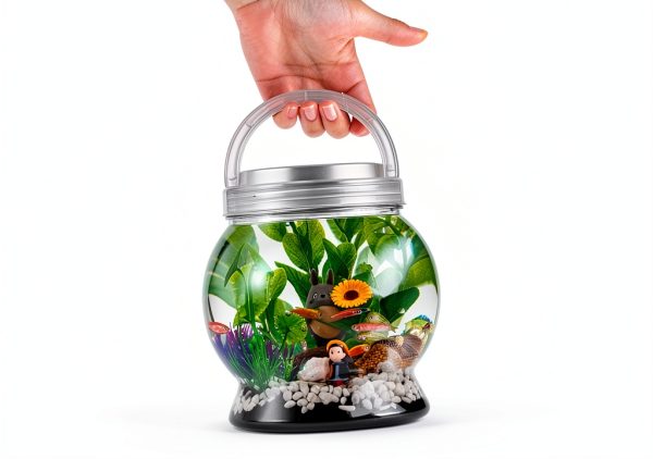 LA KEN DU Portable Betta Tank 0.5 Gallon Aquarium with Remote Light-3