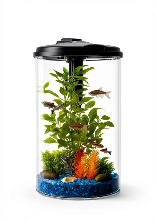 AquaView 3-Gallon 360 Aquarium Koller with LED Light and Power Filter-1
