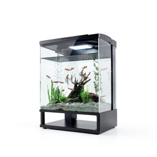 Desktop Fish Tank 1.2 Gallon with 5‑Color LED Light by Sysencia-2