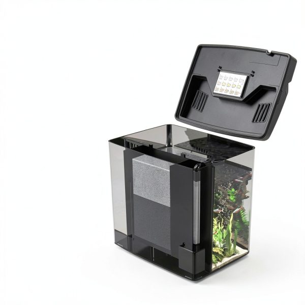 Desktop Fish Tank 1.2 Gallon with 5‑Color LED Light by Sysencia-1