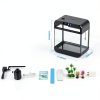 Fish Tank 2.2 Gallon Aquarium 7-Color Auto-Loop Light Black JPHYLL-7