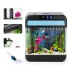 Fish Tank 2.2 Gallon Aquarium 7-Color Auto-Loop Light Black JPHYLL-2