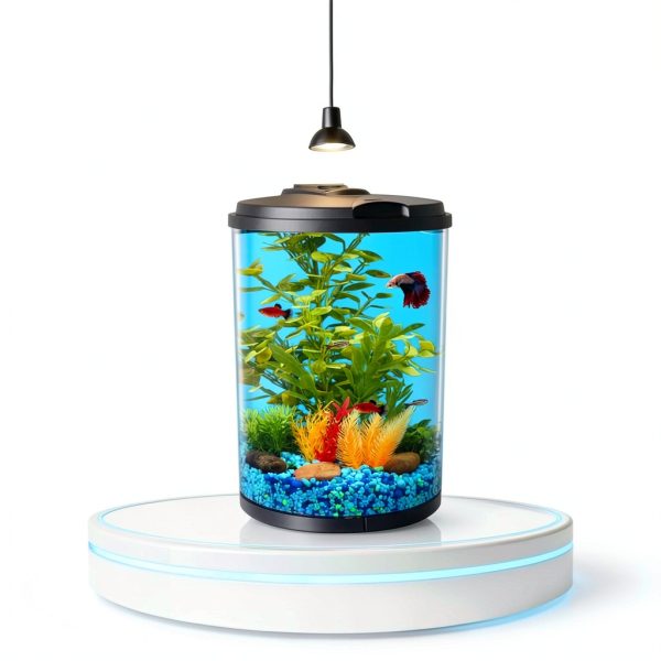 AquaView 3-Gallon 360 Aquarium Koller with LED Light and Power Filter-7