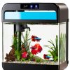 Fish Tank 2.2 Gallon Aquarium 7-Color Auto-Loop Light Black JPHYLL-0