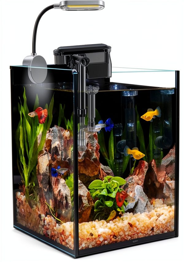 1.5 Gallon Fish Tank Aquarium by Craftsboys with Filter and LED Light-0