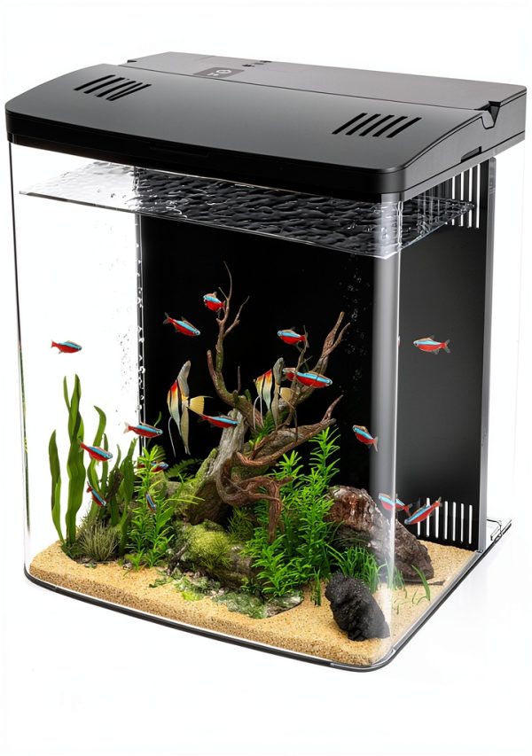 Desktop Fish Tank 1.2 Gallon with 5‑Color LED Light by Sysencia-0