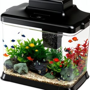 Small Fish Tank DaToo 1.6 Gallon Aquarium Kit with LED Light & Filter-0