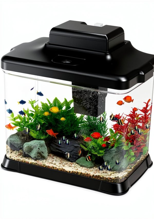 Small Fish Tank DaToo 1.6 Gallon Aquarium Kit with LED Light & Filter-0