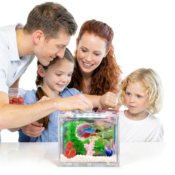 Small Betta Fish Tank Oltraman 0.6 Gallon Stackable with LED Lighting-1